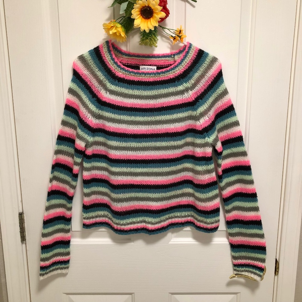 Brightly-Striped Cropped Sweater